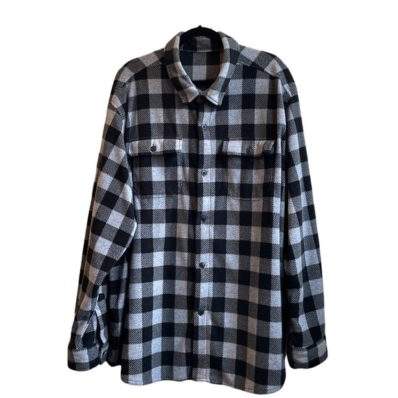 Buffalo Plaid Black & Grey Fleece Button Down Jacket - Size 3X - Picture 2 of 11